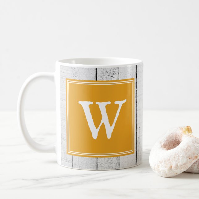 Marigold Rustic Monogram Tasse (Mit Donut)