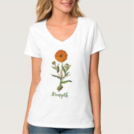 Marigold Strength Inspiration Floral T - Shirt