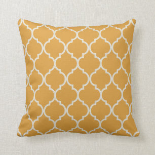 Marigold und White Quatrefoil Pattern Kissen