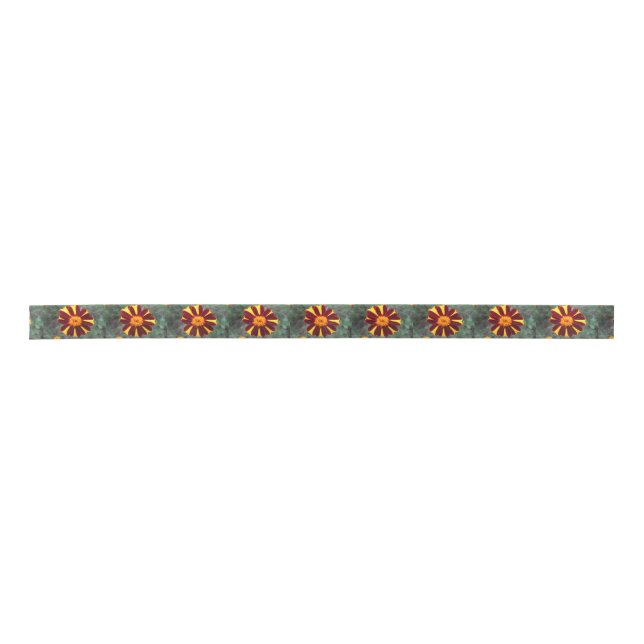Marigold Velvet Rich Red Yellow Blume Satinband (Vorderseite)