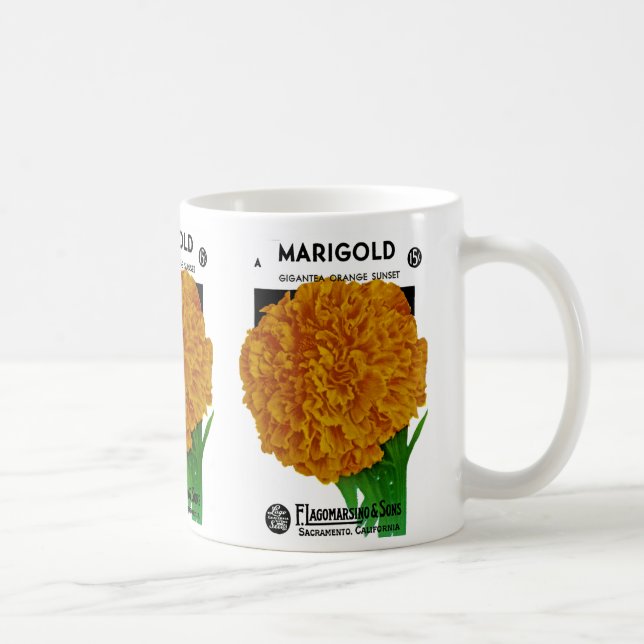Marigold Vintag Seed Packet Kaffeetasse (Rechts)