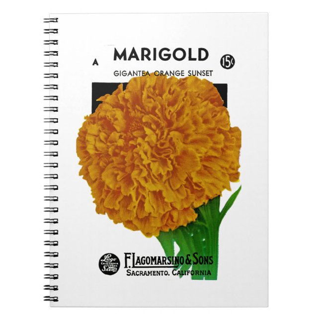 Marigold Vintag Seed Packet Notizblock (Vorderseite)