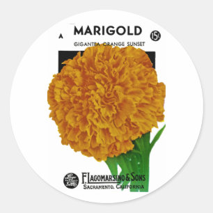 Marigold Vintag Seed Packet Runder Aufkleber