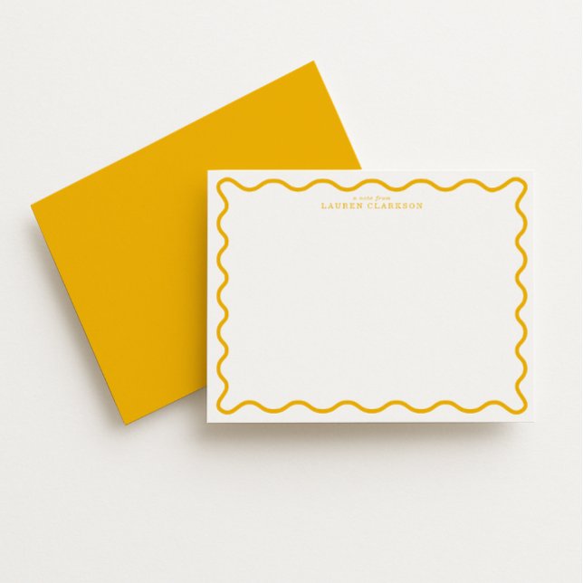 Marigold Yellow Modern Wavy Border Note Card Einladung (Von Creator hochgeladen)