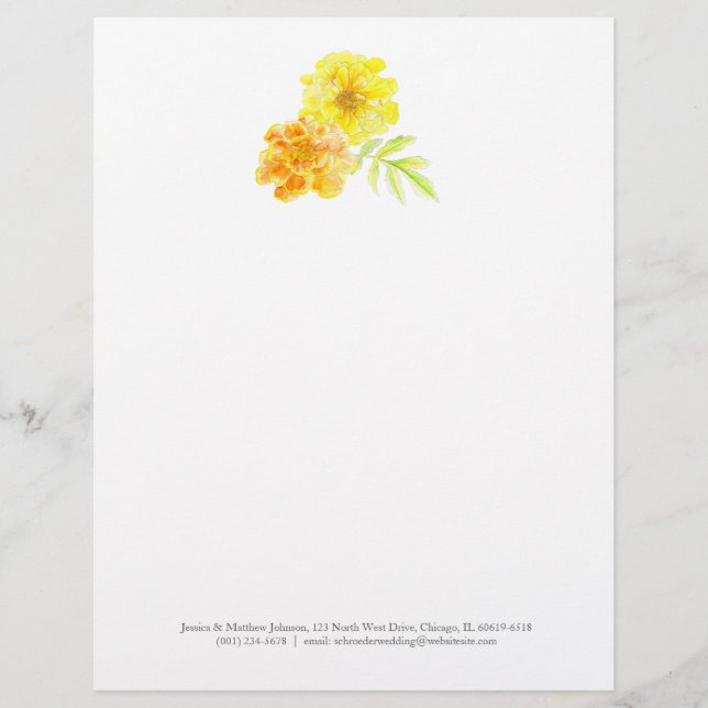 Marigolds Aquarellgelb Briefbogen (Vorderseite)