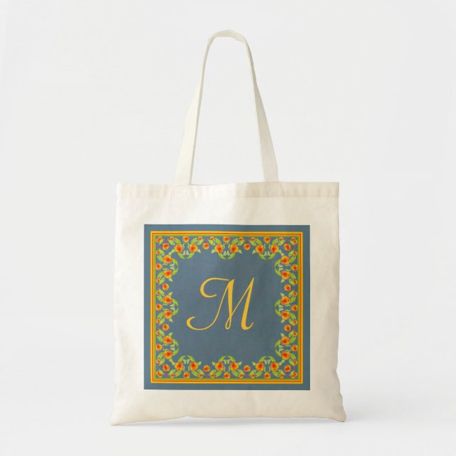 Marigolds Border Monogram Tote Bag Tragetasche (Vorne)