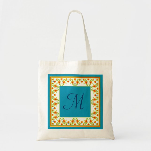 Marigolds Border Monogram Tote Bag Tragetasche (Vorne)