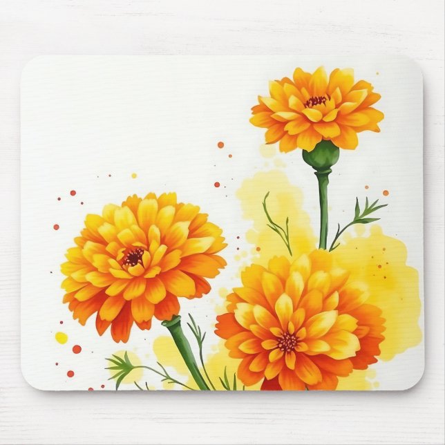 Marigolds in Orange und Gelb Mousepad (Vorne)
