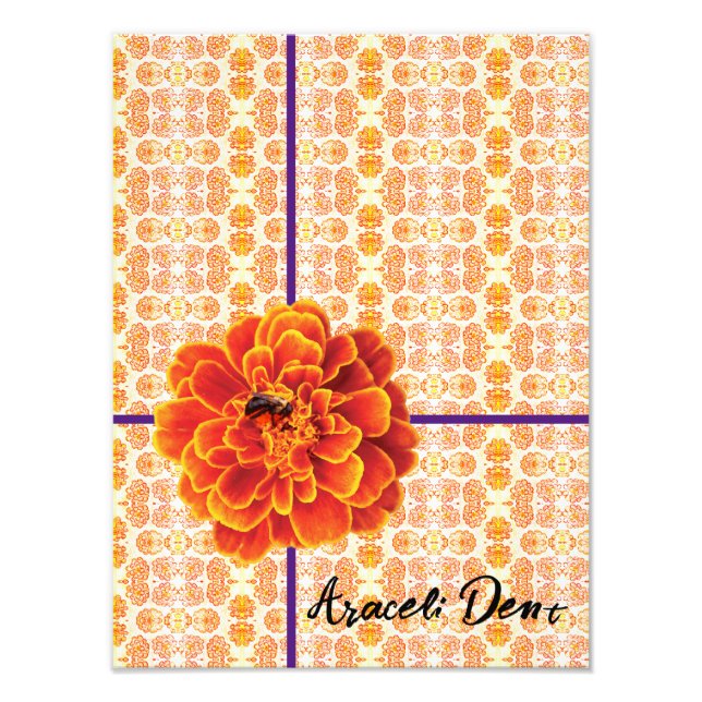 Marigolds und Biene Fotodruck (Vorne)