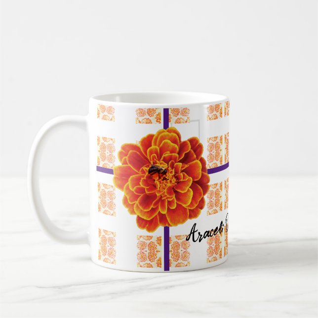 Marigolds und Biene Kaffeetasse (Links)