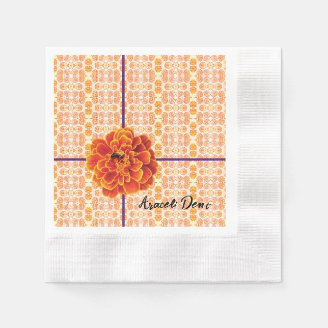 Marigolds und Bienenpapier Napkin Serviette (Vorderseite)