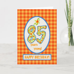 Marigolds und Karo Gingham: 85. Geburtstagskarte Karte