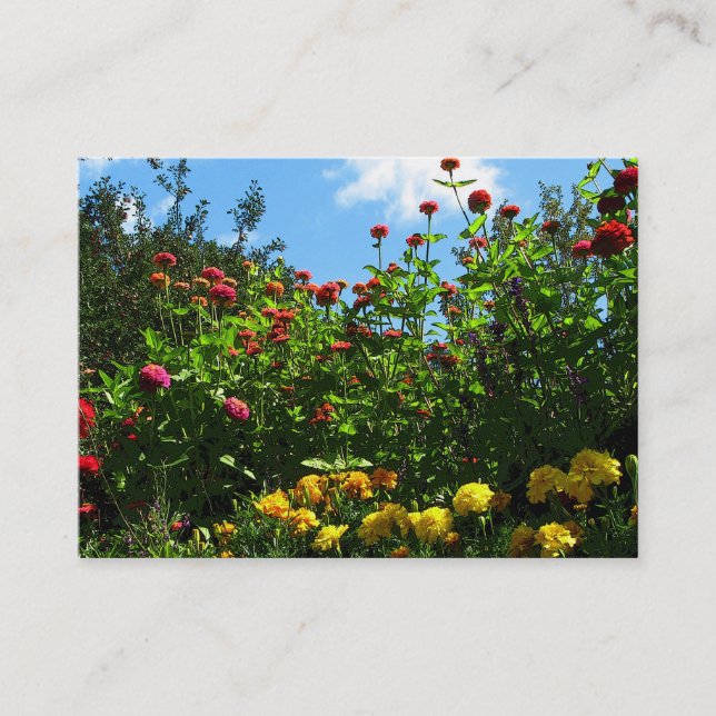Marigolds, Zinnias und Blue Sky ATC Visitenkarte