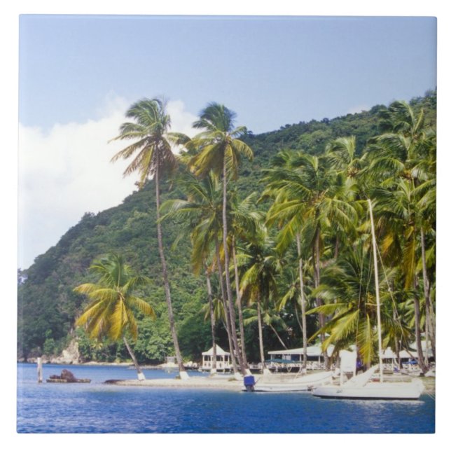 Marigot Bay, St. Lucia, Karibik Fliese (Vorderseite)