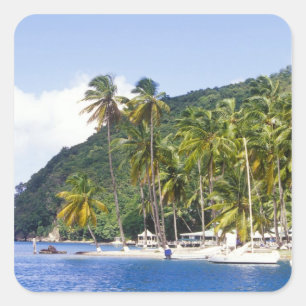 Marigot Bay, St. Lucia, Karibik Quadratischer Aufkleber