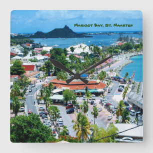 Marigot Bay, St. Maarten Quadratische Wanduhr