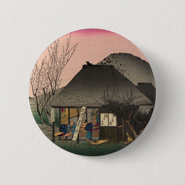 Mariko, 53 Stationen der Tokaido Road, Hiroshige Button (Vorderseite)