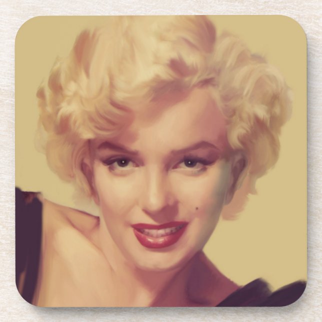 Marilyn in Schwarz Untersetzer (Vorderseite)