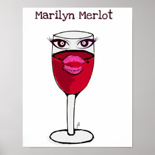 Marilyn Merlot Red Wine Glass Print Poster
