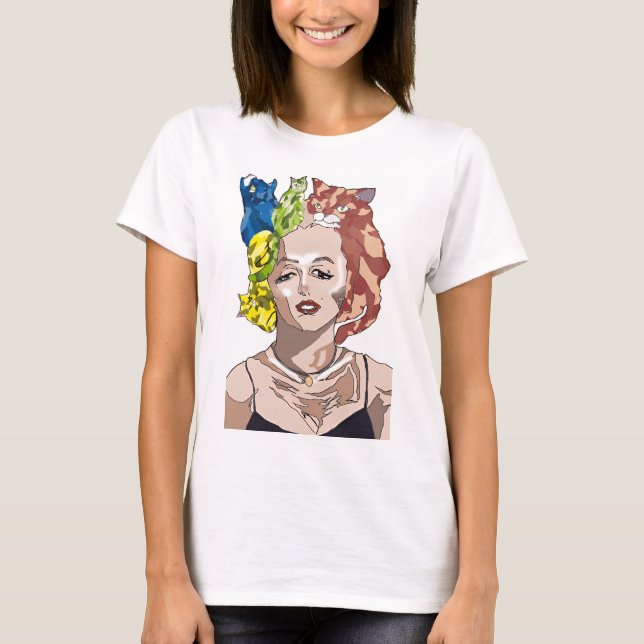 Marilyn Monroe Cat Colorful T-Shirt (Vorderseite)