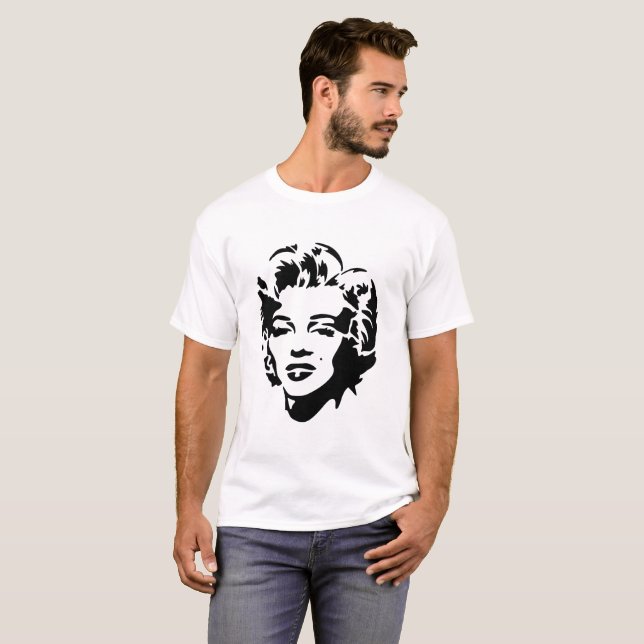 Marilyn Monroe Face Stencil Pop Art T-Shirt (Vorne ganz)