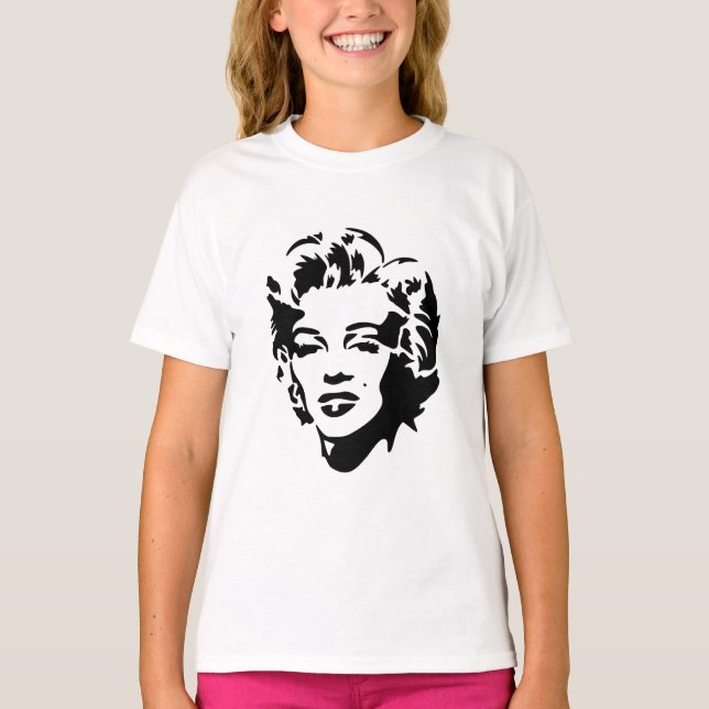 Marilyn Monroe Face Stencil Pop Art T-Shirt (Vorderseite)