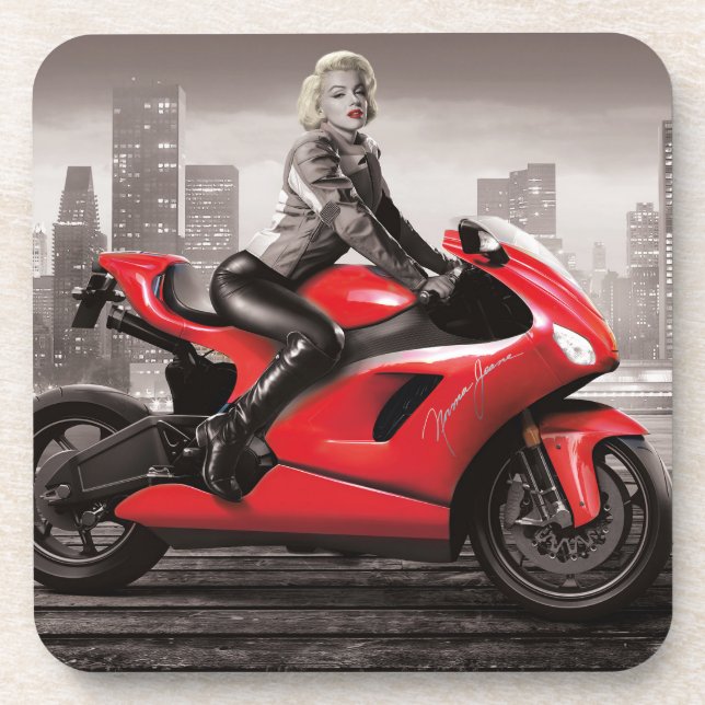 Marilyn Motorrad Getränkeuntersetzer (Vorderseite)