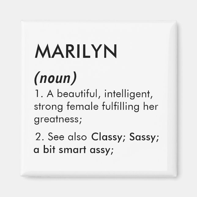 Marilyn Name, Bearbeitbarer Name, Benutzerdefinier Magnet (Vorne)