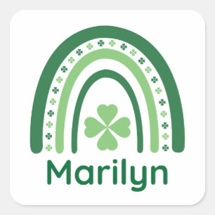 Marilyn Name Clover Boho Rainbow Quadratischer Aufkleber