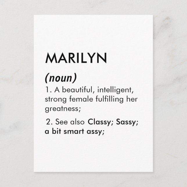 Marilyn name, Editable name, Custom name Postkarte (Vorderseite)