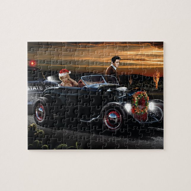 Marilyn- und Elvis-Weihnachtsfreude-Fahrt Puzzle (Horizontal)