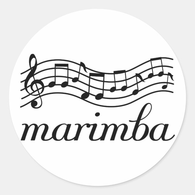 Marimba Black Music Staff Runder Aufkleber (Vorderseite)