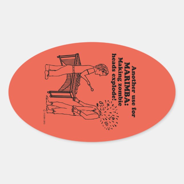Marimba Zombie Explode Oval Sticker (Vorderseite)