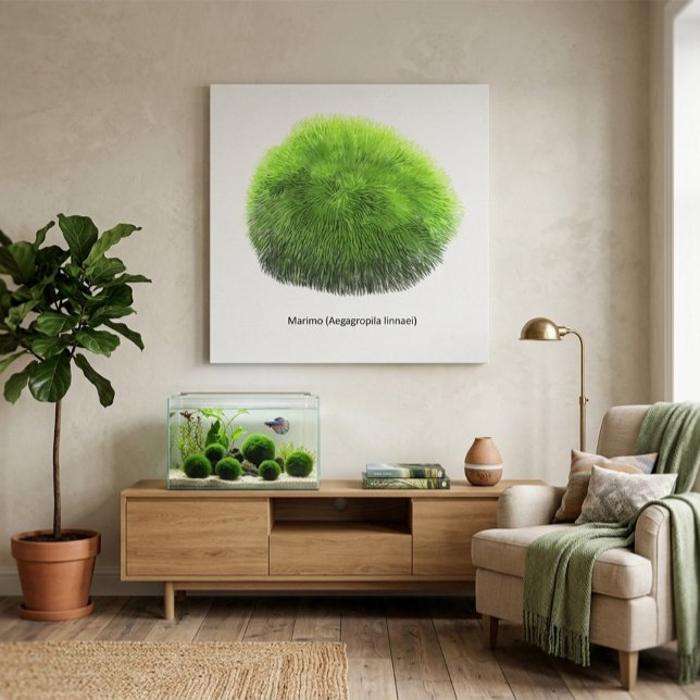 Marimo Moss Ball Hand Drawn Leinwanddruck (Von Creator hochgeladen)