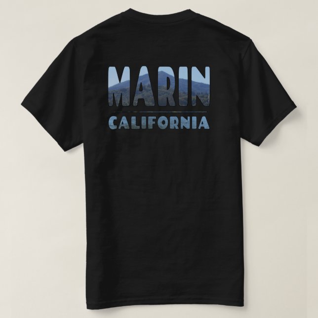 Marin California Mt Tamalpais in LETTERS Design T-Shirt (Design Rückseite)