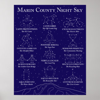 Marin County Nachthimmelplakat Blau Poster