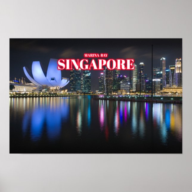 Marina Bay at Night 3 - Singapur Poster (Vorne)