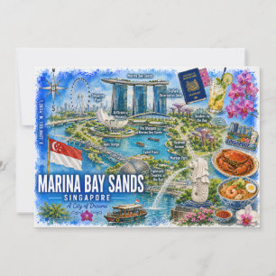 Marina Bay Sands Singapur Aquarell-Karte Postkarte