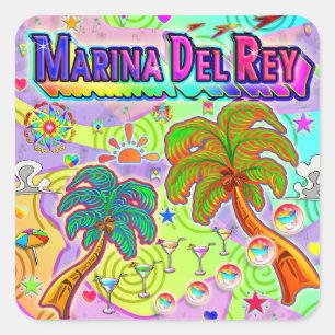 Marina Del Ray Vacation Zielaufkleber Quadratischer Aufkleber