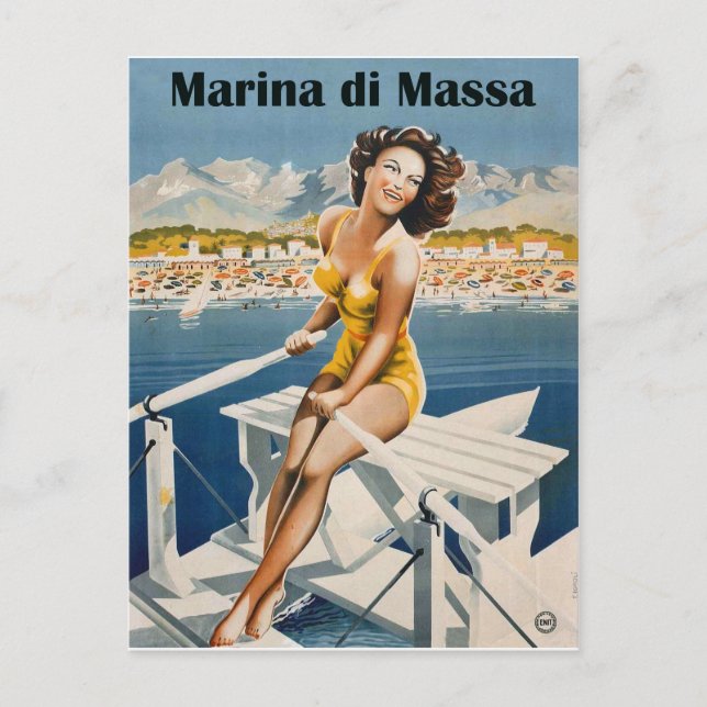Marina di Massa, Seglerin, Italien. Vintag Postkarte (Vorderseite)