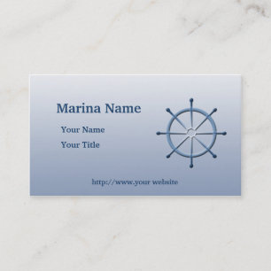 Marina Helm Ship Wheel Blue Custom Business Card Visitenkarte
