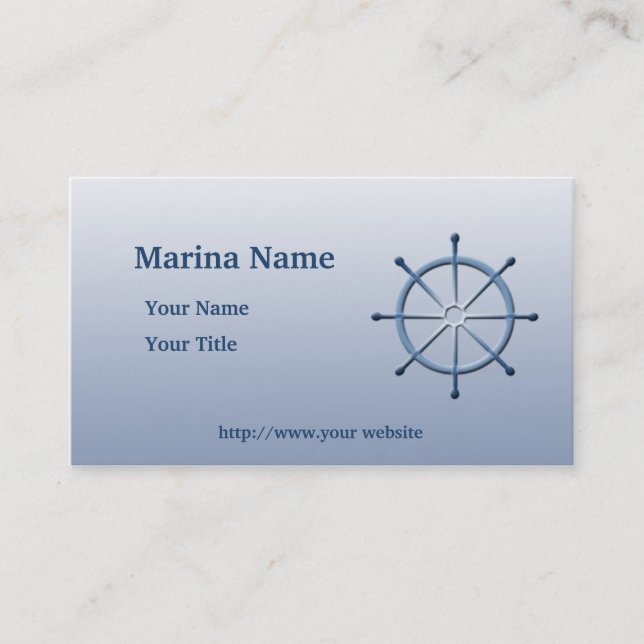 Marina Helm Ship Wheel Blue Custom Business Card Visitenkarte (Vorderseite)