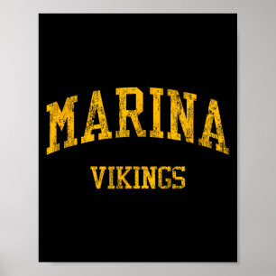 Marina High School HS Huntington Beach CA Vintage Poster