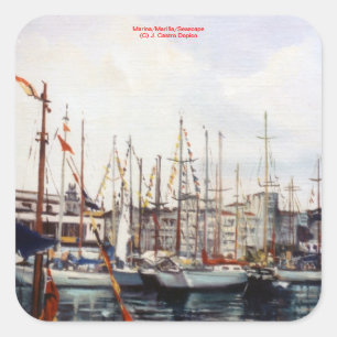 Marina/Mariña/Seascape Quadratischer Aufkleber