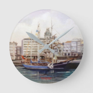 Marina/Mariña/Seascape Runde Wanduhr