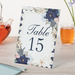 Marina Nautical Blooms Hochzeiten Tischnummern Sockelschild