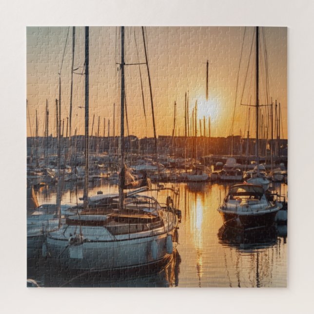 Marina-Sonnenuntergangs-Serenität Puzzle (Vertikal)