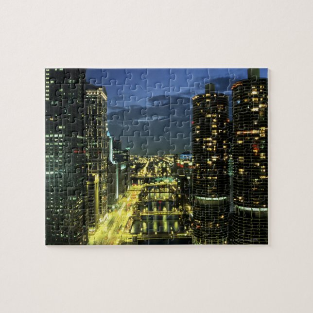 Marina Towers, Chicago River, Wacker Drive, Puzzle (Horizontal)