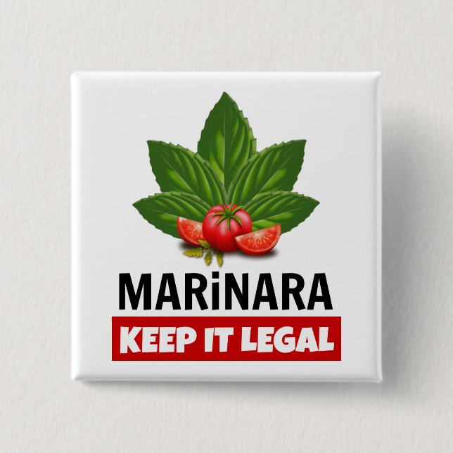 Marinara Behielt es Legal Basil Blätter Tomaten Button (Vorderseite)