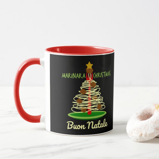 Marinara Christmas Buon Natale Spaghetti Tree Tasse (Mit Donut)